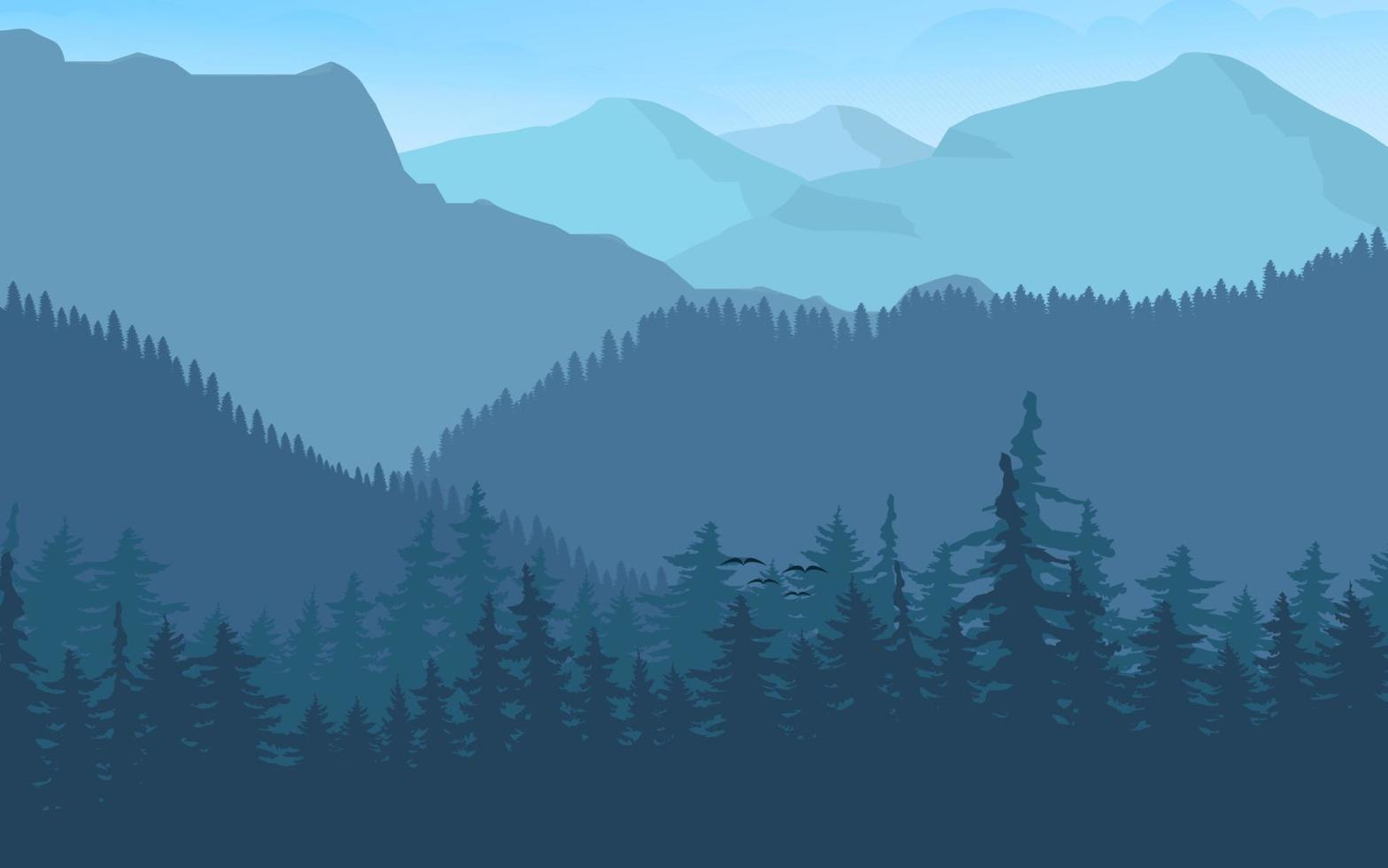Vector mountains and forest landscape.eps10.