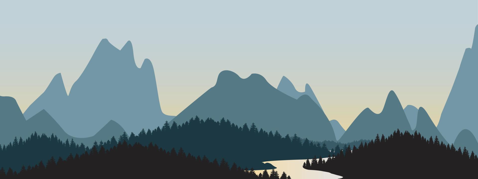 sunrise at the lake mountain landscape vector