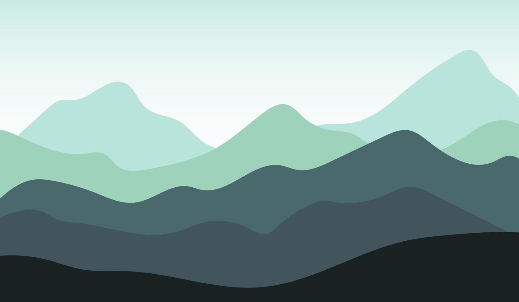 vector illustration of a green mountain landscape panoramic view.