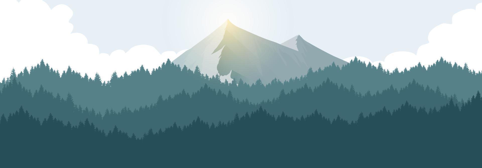 Mountain landscape with mountains and clouds. Mountain landscape image. vector