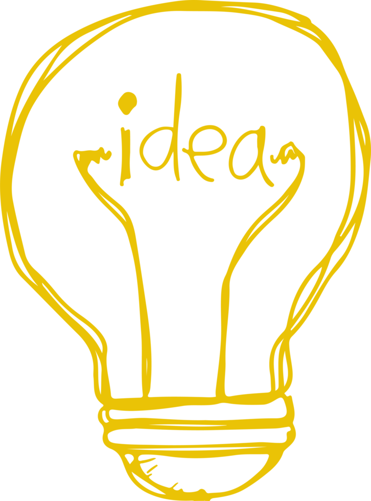 Hand drawn light bulb icon sign symbol design png