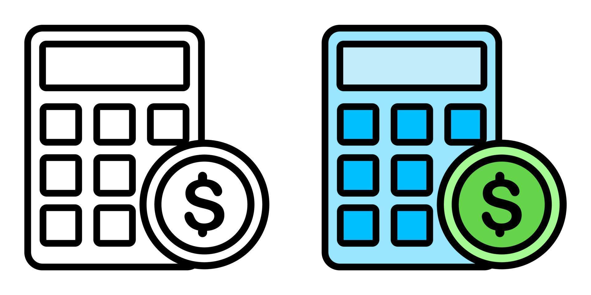 ilustración vectorial gráfico de calculadora, moneda, icono de dólar vector