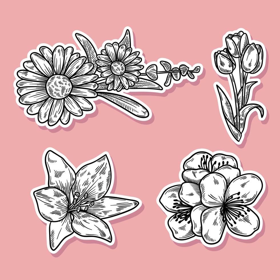 Hand Drawn Realistic Floral vector