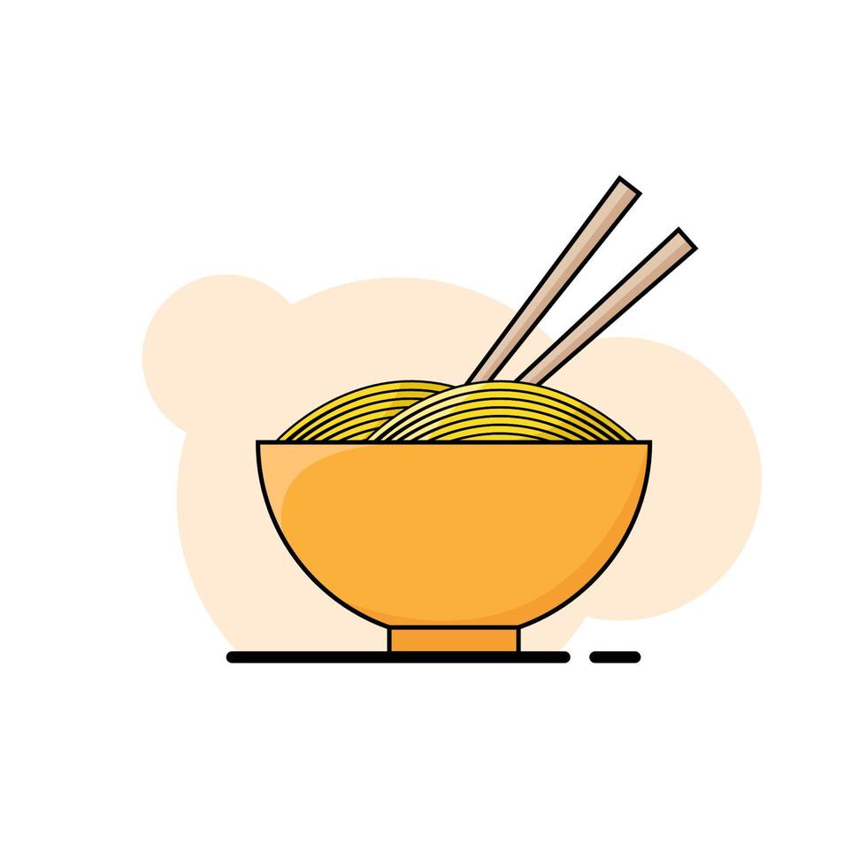 illustration vector graphic of noodles in bowl with chopstick. suitable for restaurants or children