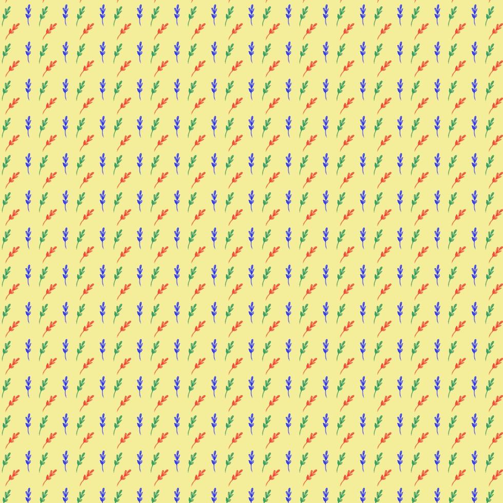 blue green red wildflowers seamless flowers pattern on yellow background. vector illustration. photo