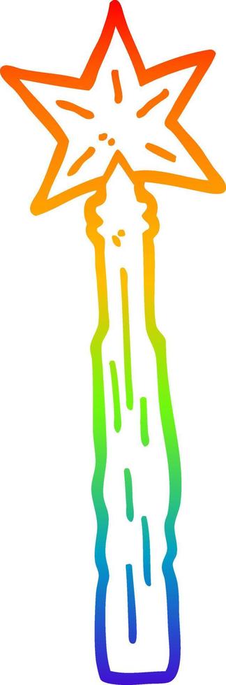 rainbow gradient line drawing cartoon magic wand vector