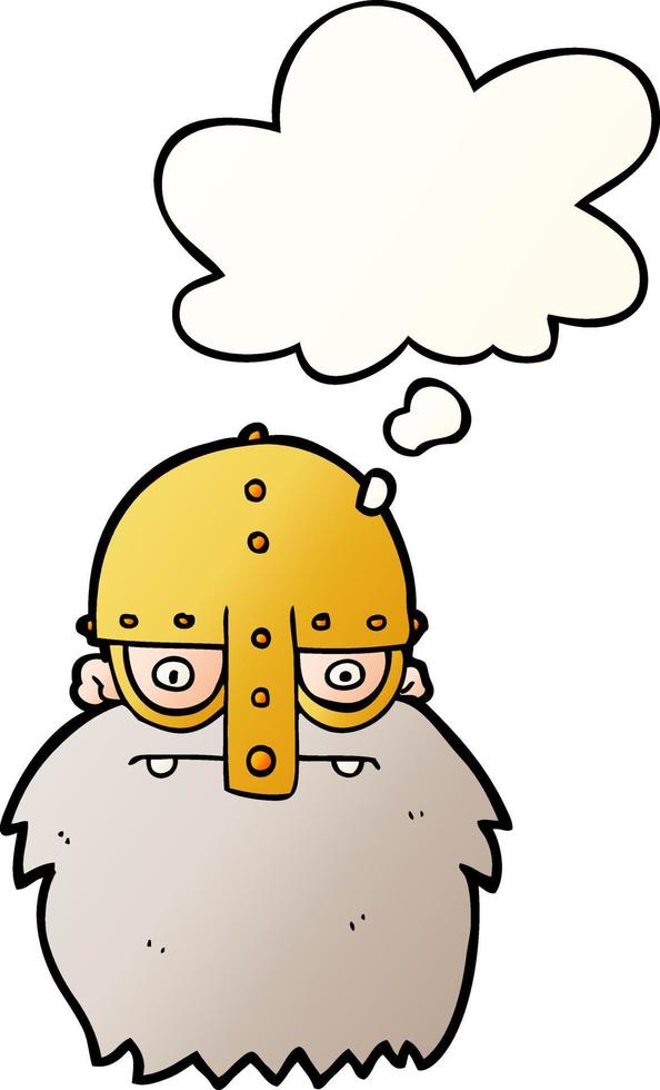cartoon viking face and thought bubble in smooth gradient style vector