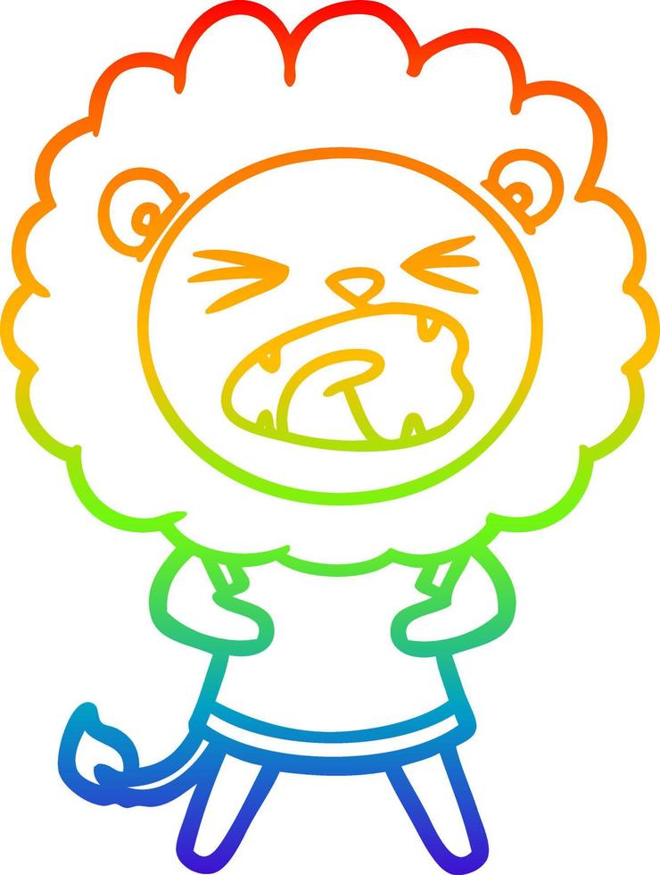 rainbow gradient line drawing cartoon lion vector