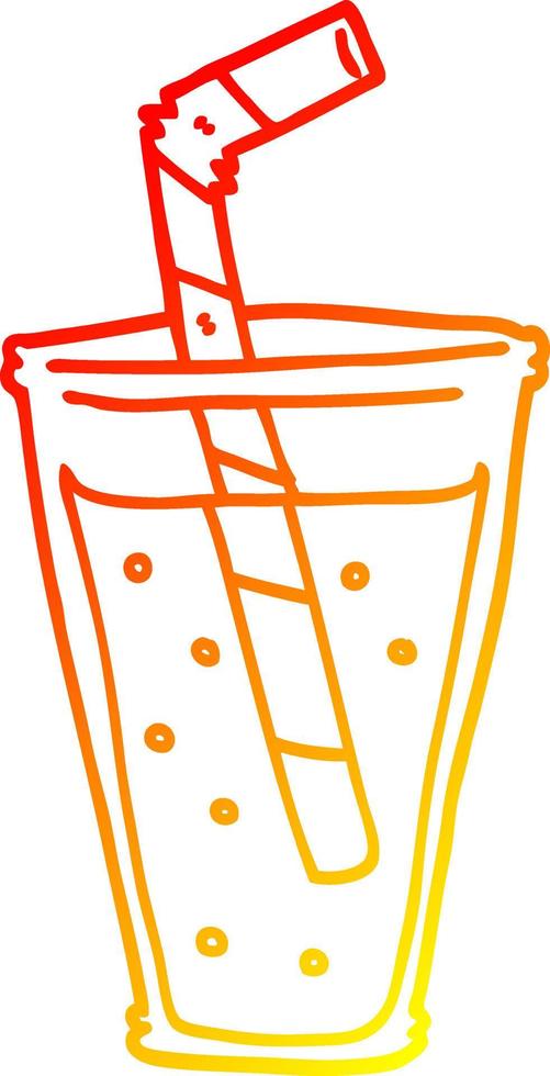 warm gradient line drawing cartoon fizzy drink vector