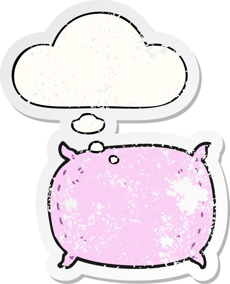 cartoon pillow and thought bubble as a distressed worn sticker vector