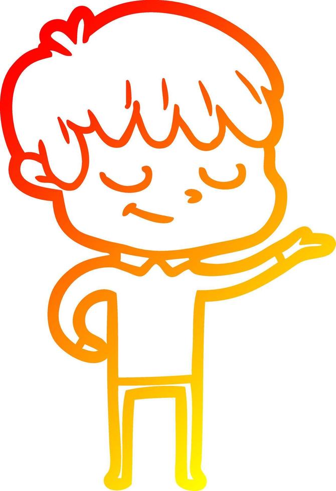 warm gradient line drawing cartoon happy boy vector