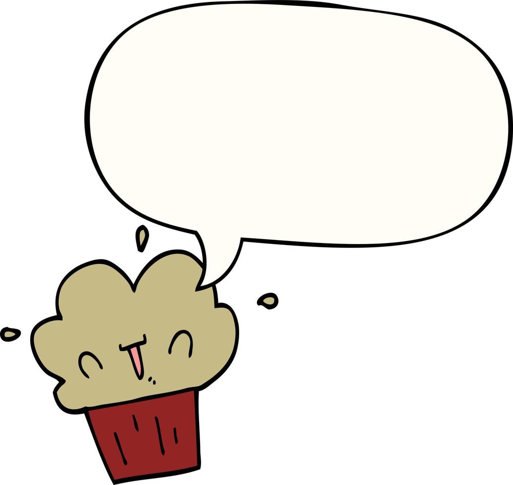 cartoon cupcake and speech bubble vector