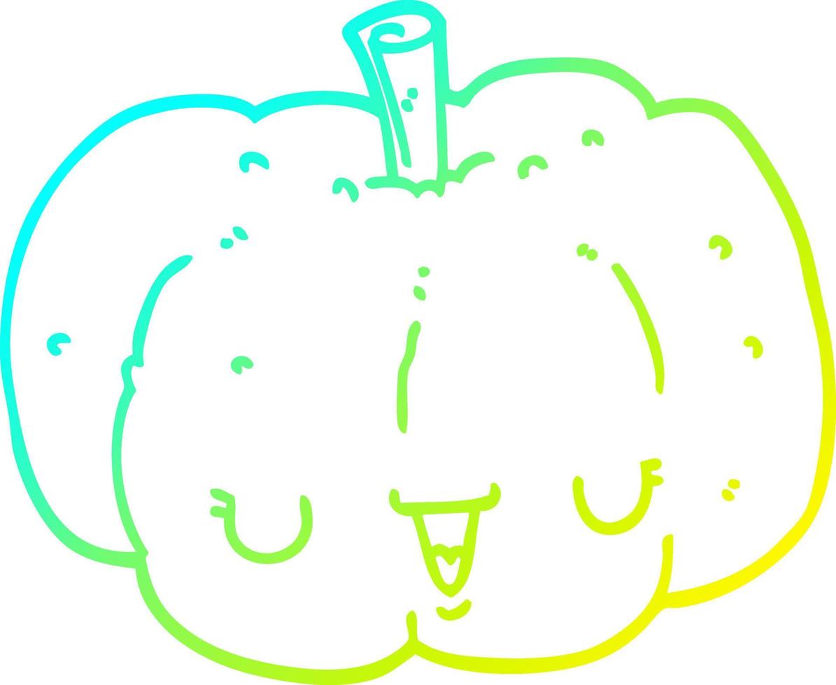 cold gradient line drawing cartoon pumpkin vector