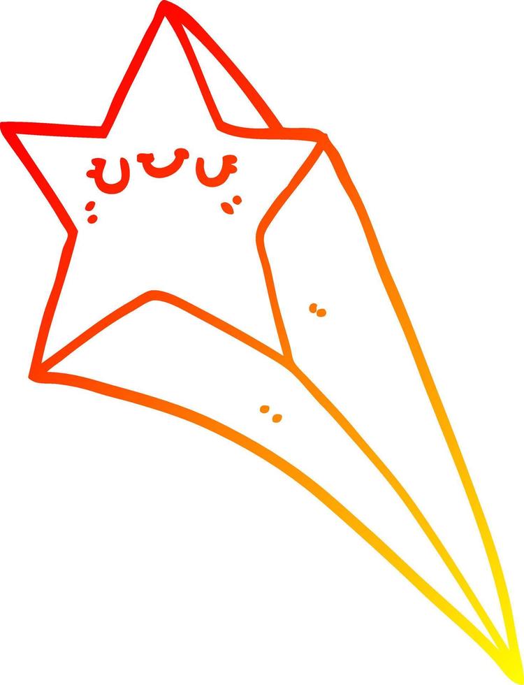 warm gradient line drawing cartoon shooting star vector