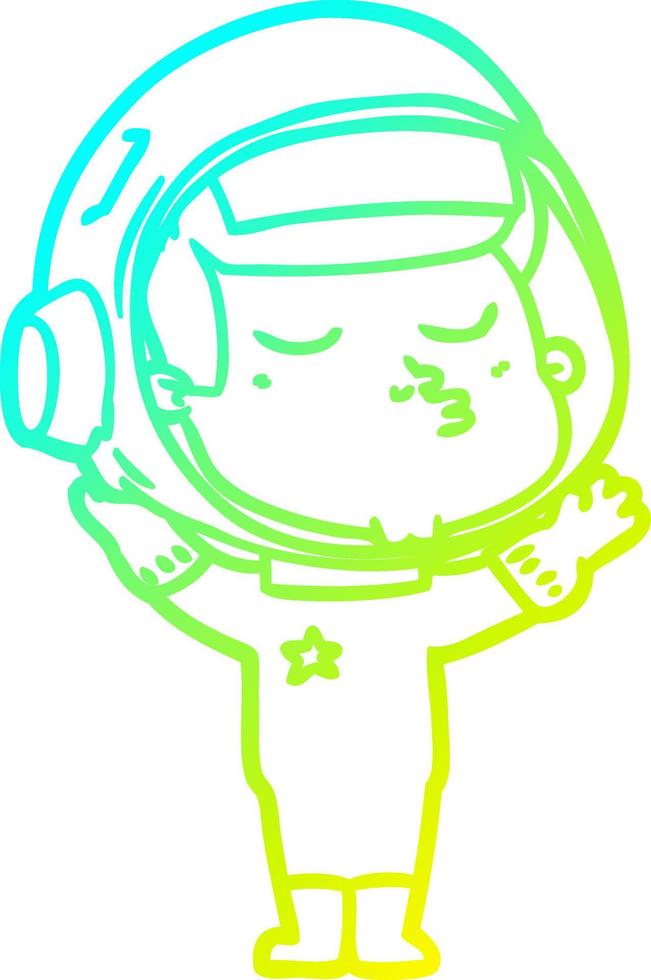 cold gradient line drawing cartoon confident astronaut vector