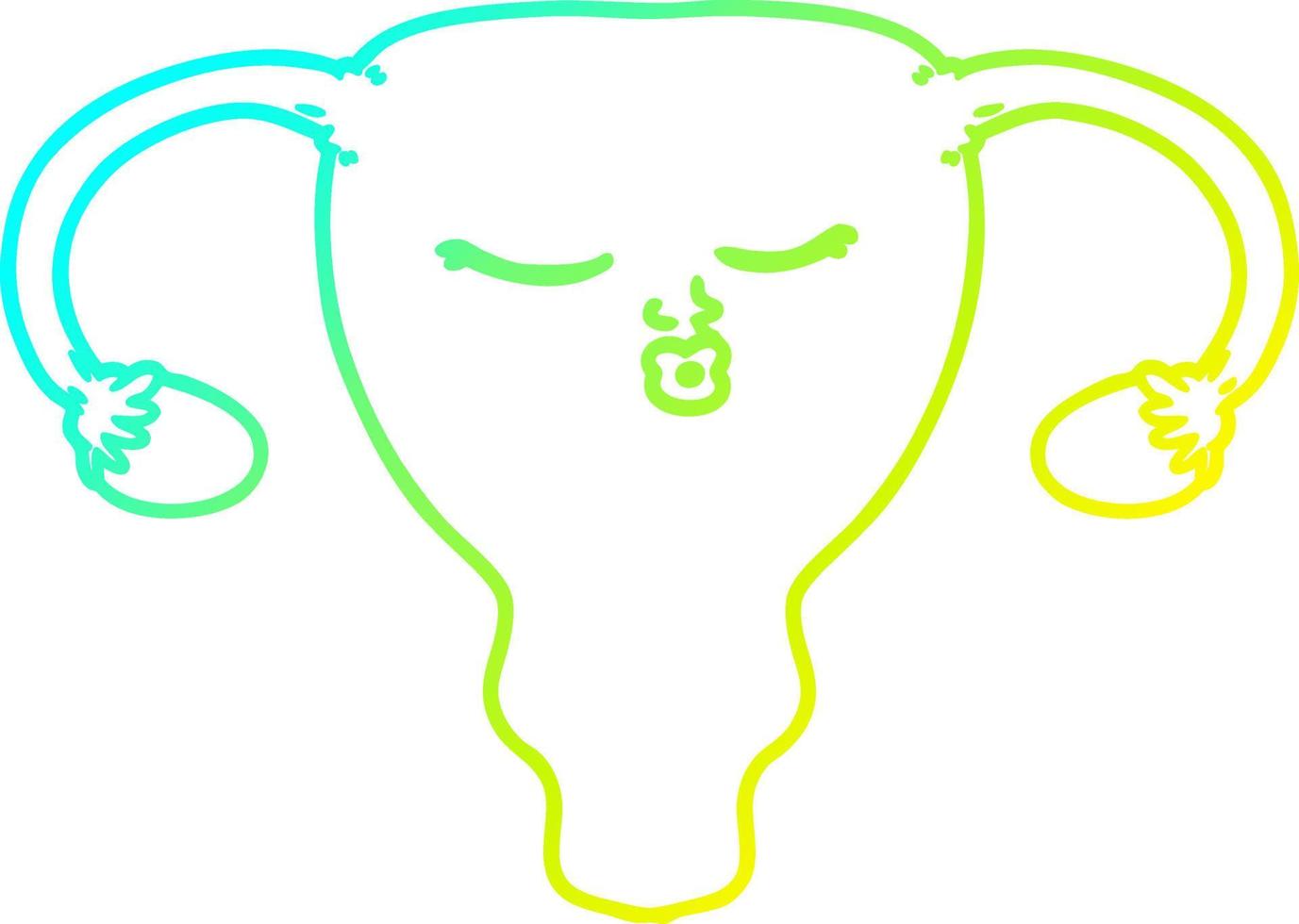 cold gradient line drawing cartoon uterus vector
