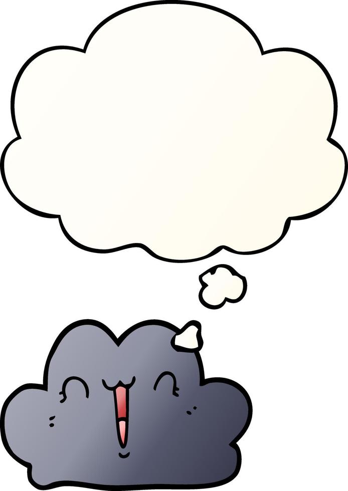 cute cartoon cloud and thought bubble in smooth gradient style vector