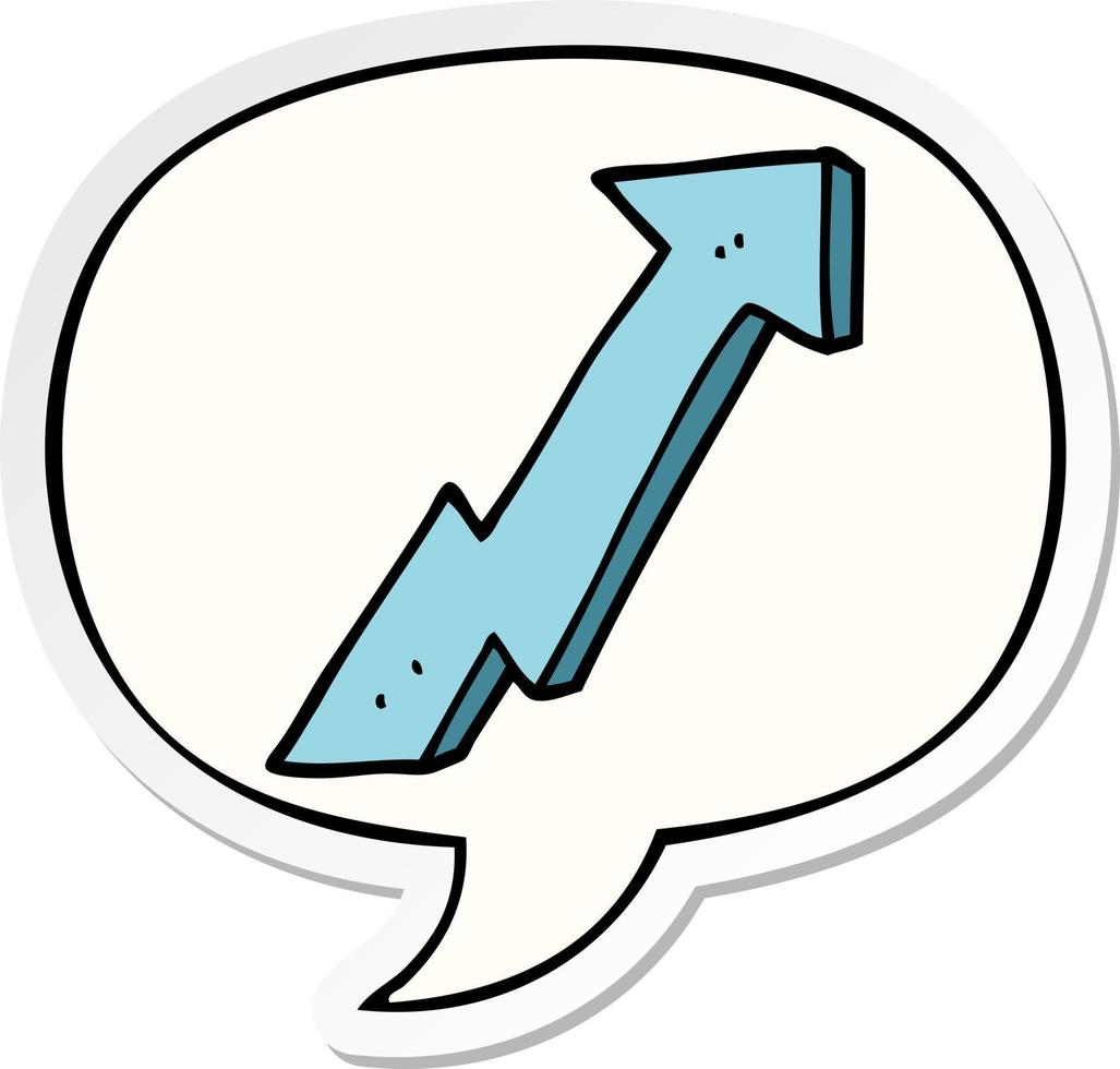 cartoon positive growth arrow and speech bubble sticker vector