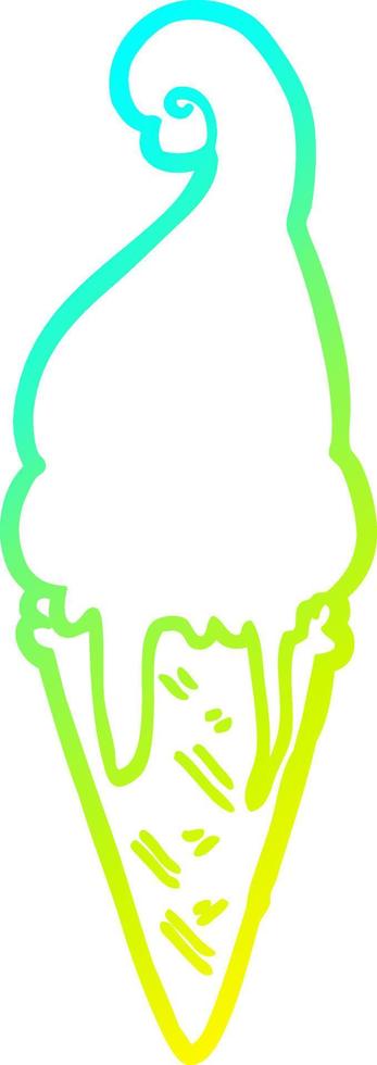 cold gradient line drawing cartoon ice cream vector