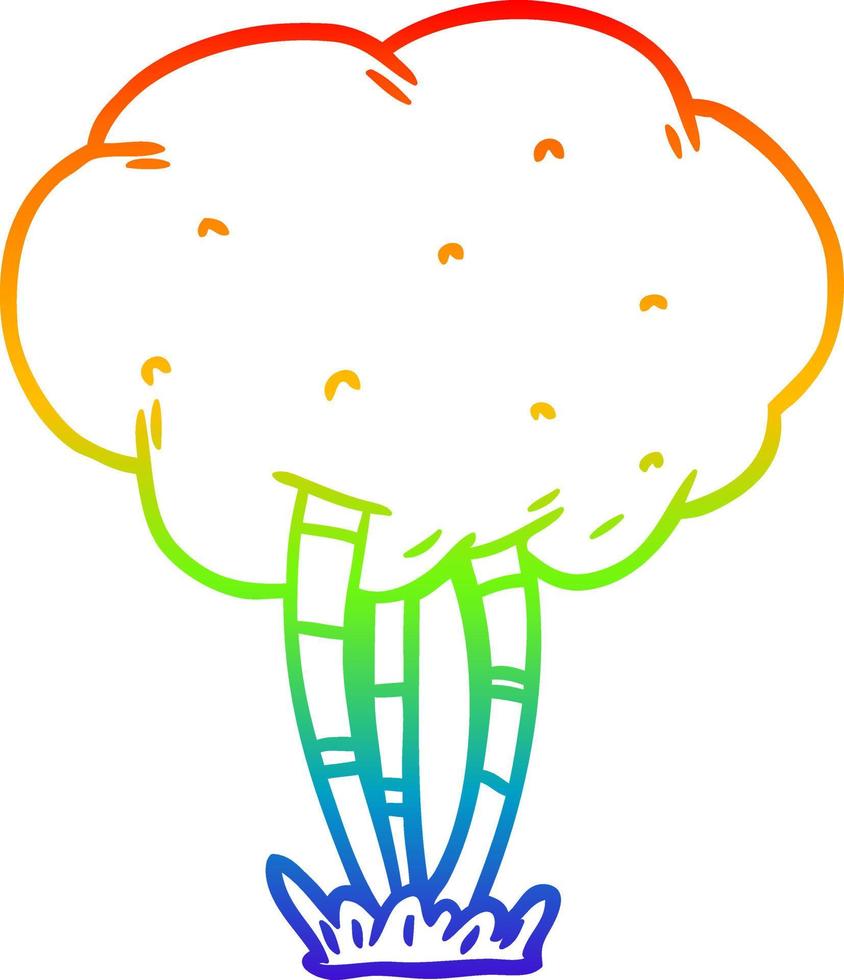 árbol de dibujos animados de dibujo de línea de gradiente de arco iris vector