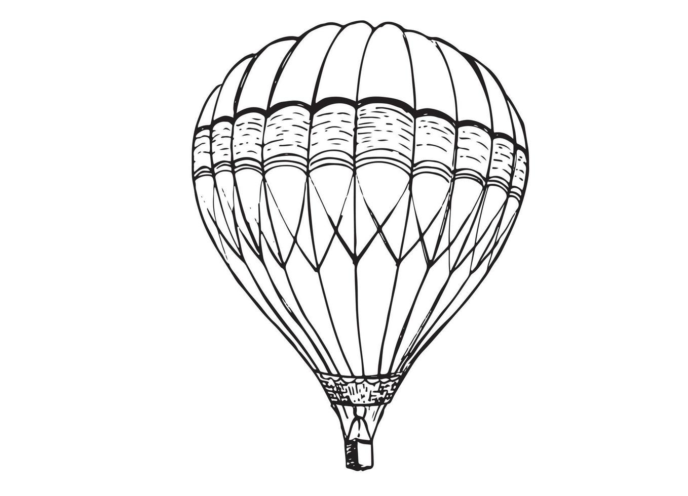 Hot air balloons flying. Hand drawn illustration vector