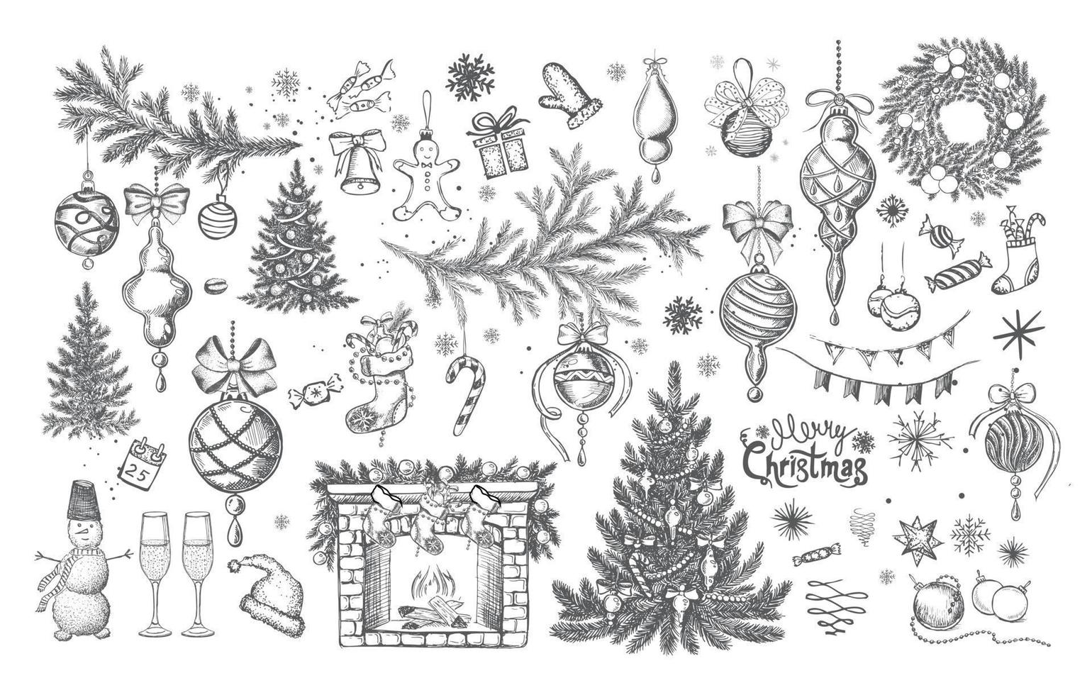patrón de navidad en estilo boceto. ilustración dibujada a mano. vector