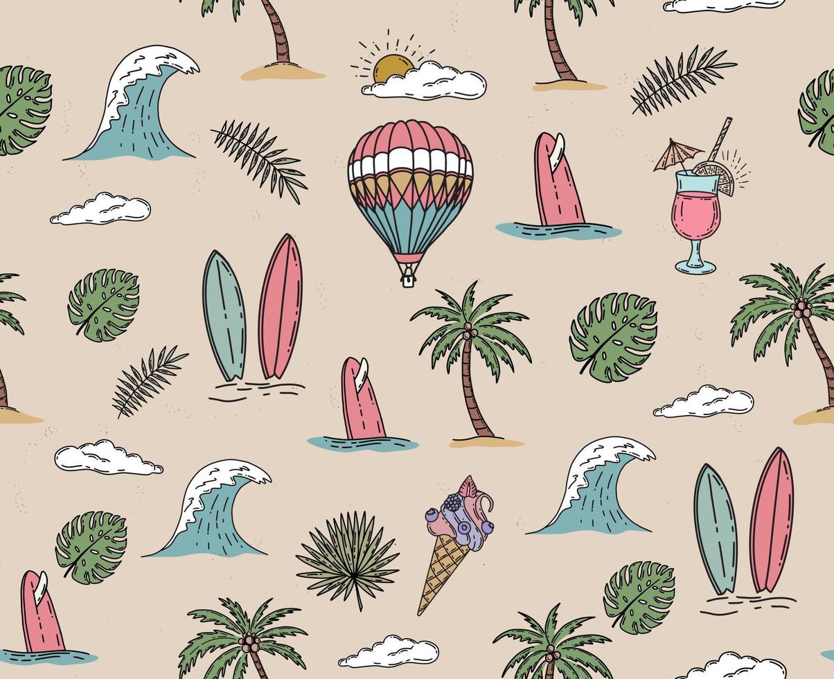 Summer pattern, hand drawn illustration. vector