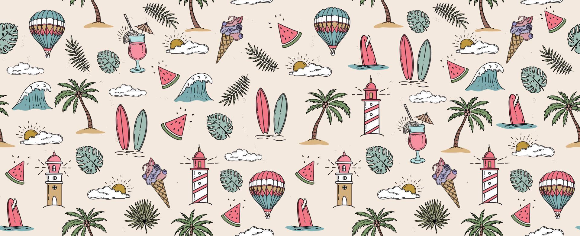 Summer pattern, hand drawn illustration. vector