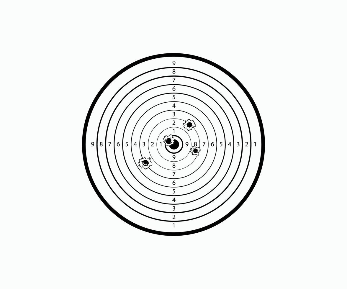 Gun Target with Bullet Holes Vector Illustration