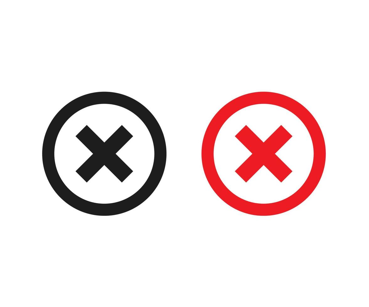X Mark Icon Checkmark And X Mark Icon For Apps And Websites Black And Red vector
