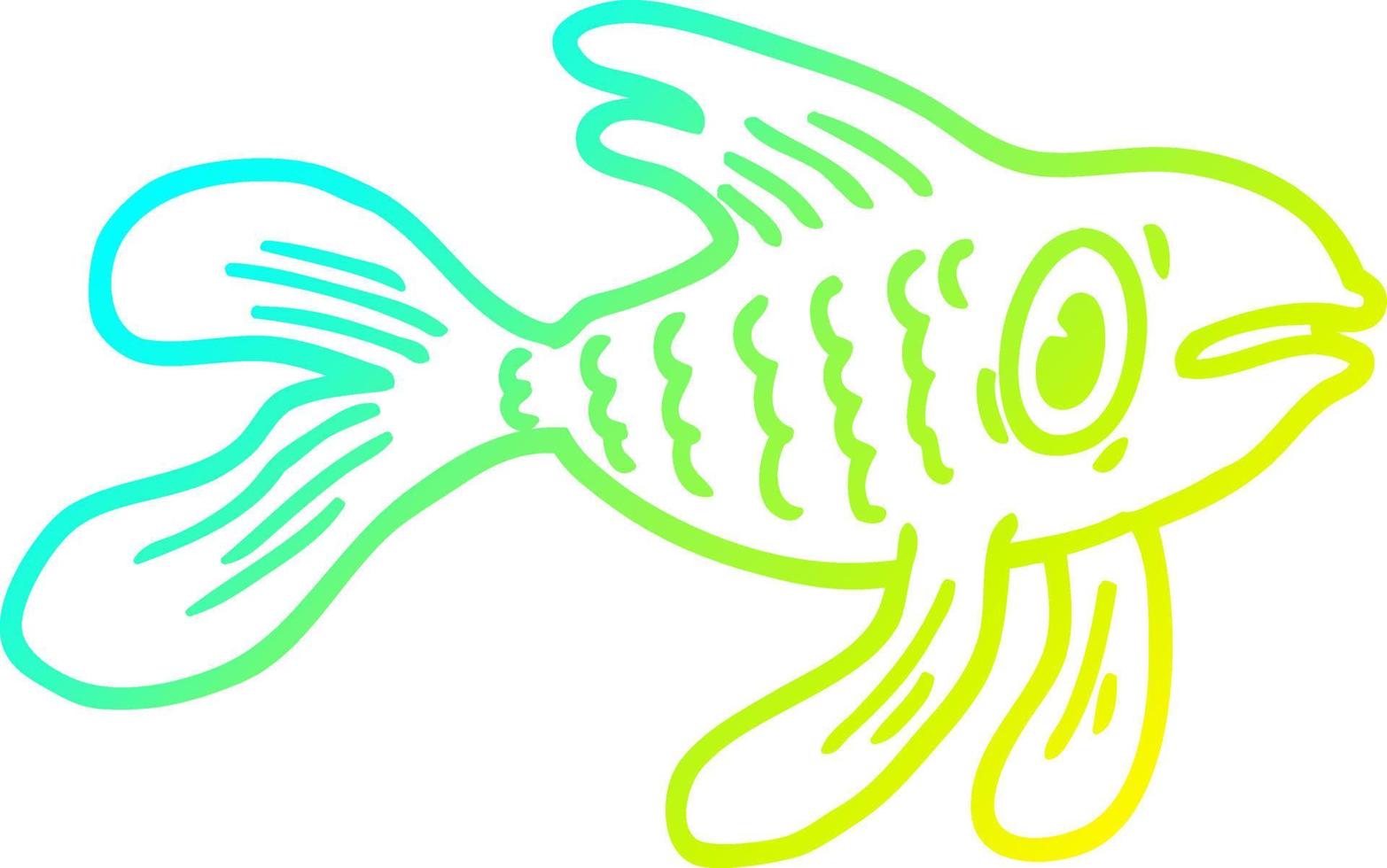 pescado de dibujos animados de dibujo de línea de gradiente frío vector