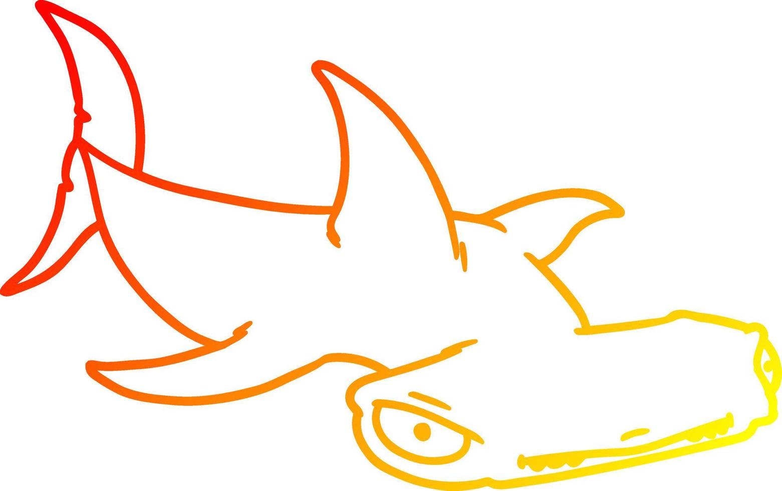 warm gradient line drawing cartoon hammerhead shark vector