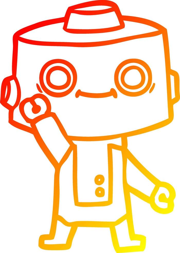warm gradient line drawing cartoon robot vector