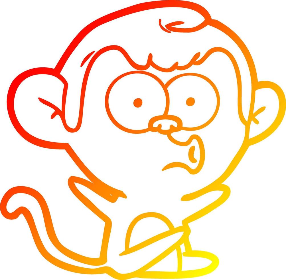 warm gradient line drawing cartoon hooting monkey vector