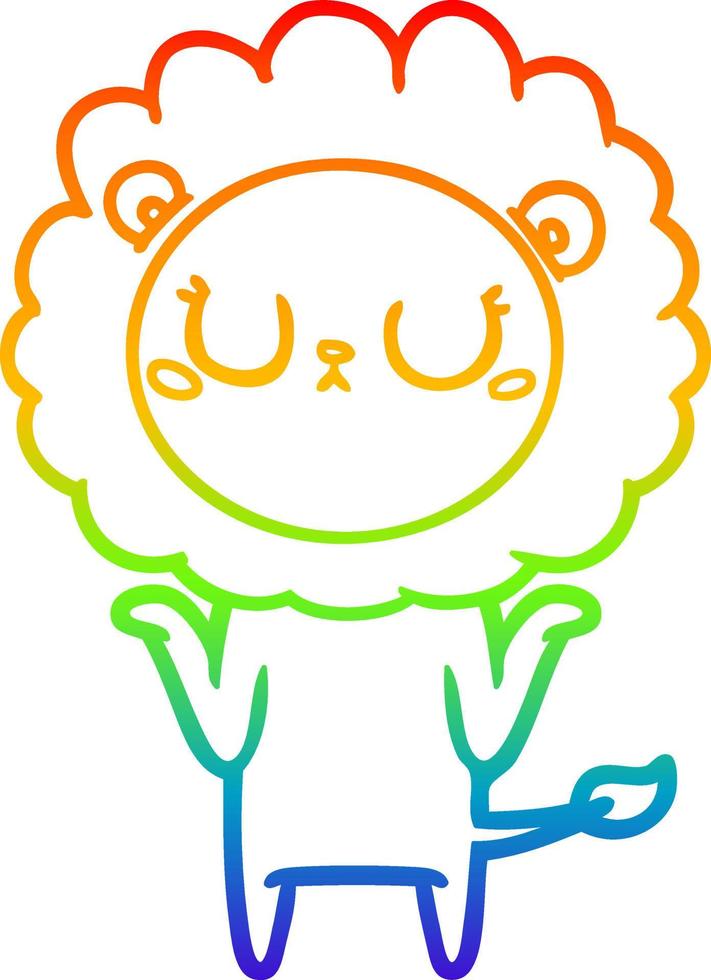 rainbow gradient line drawing cartoon lion vector