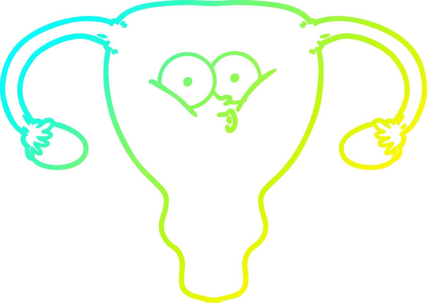 cold gradient line drawing cartoon uterus vector