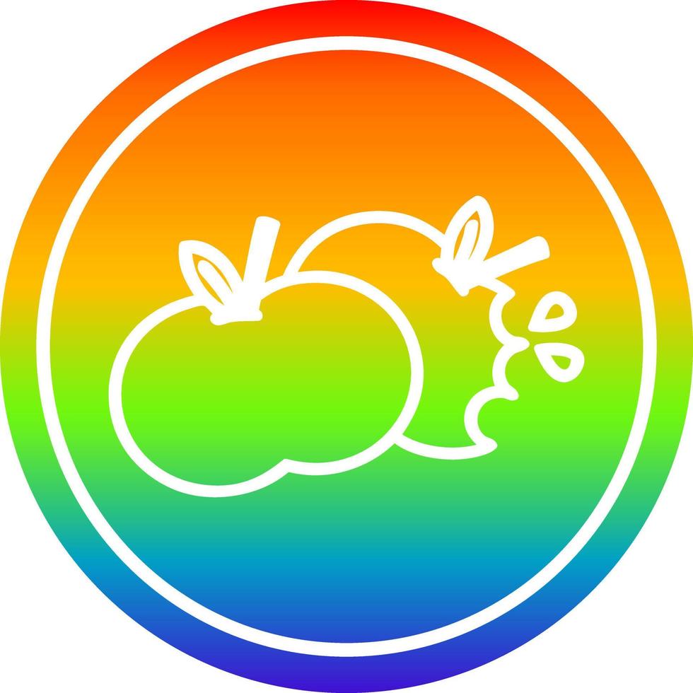 manzanas mordidas circulares en el espectro del arco iris vector