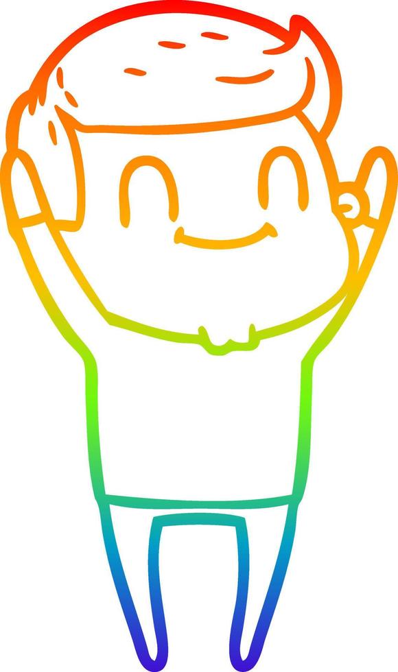 rainbow gradient line drawing cartoon friendly man vector