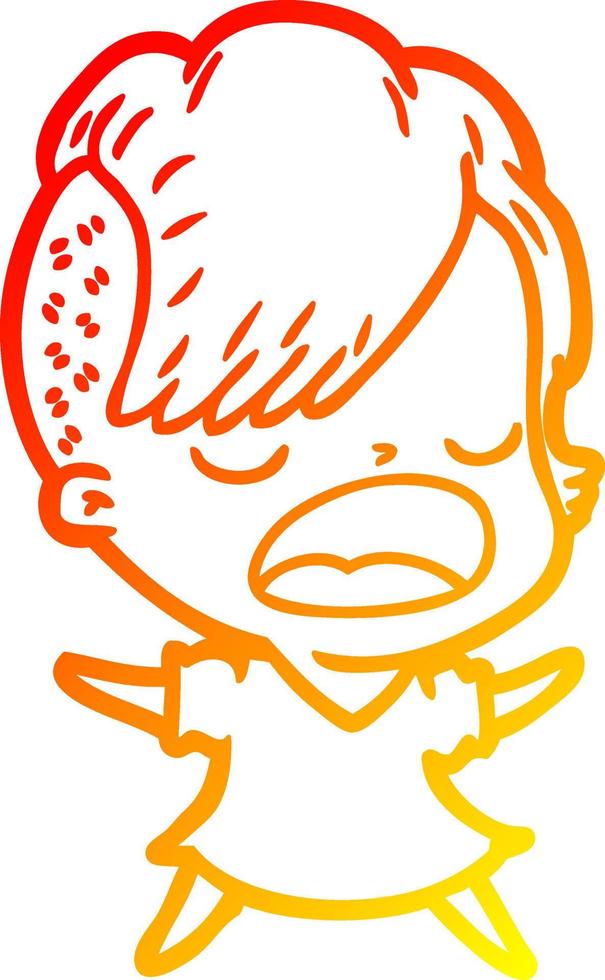 warm gradient line drawing cartoon cool hipster girl talking vector