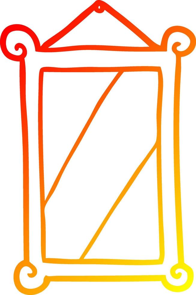 warm gradient line drawing framed old mirror vector