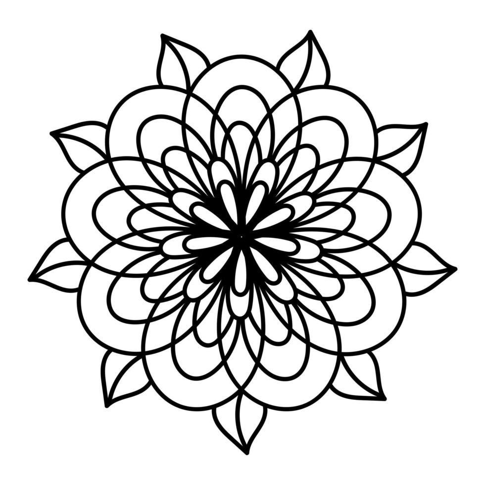 Simple floral Mandala Shape for Coloring Book. Outline flower template isolated on white background. vector