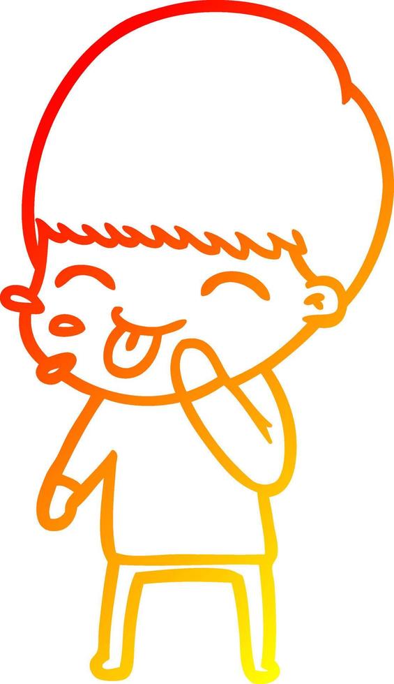 warm gradient line drawing happy cartoon boy vector