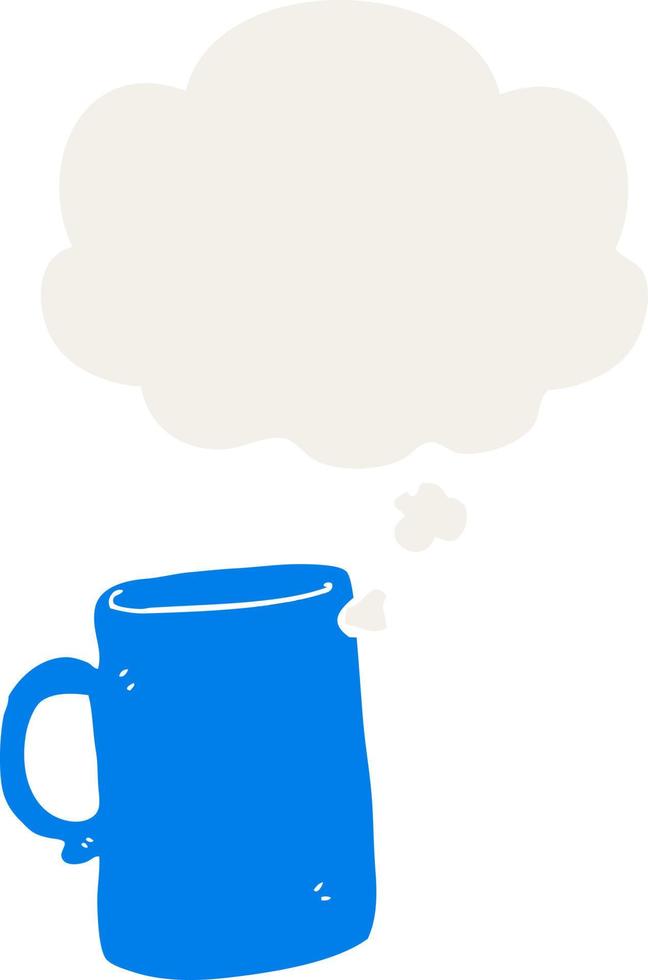 cartoon mug and thought bubble in retro style vector