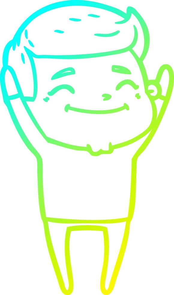 cold gradient line drawing happy cartoon man vector