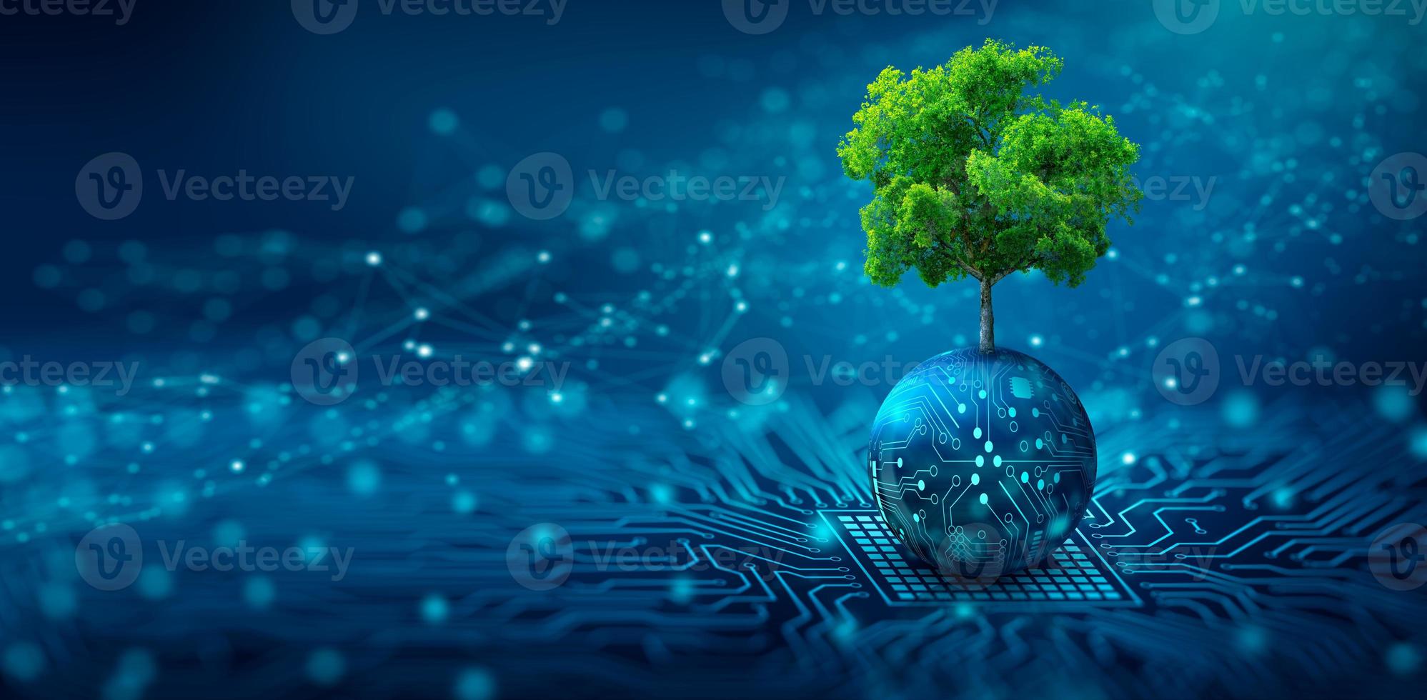 Green Computing, Green Technology, Green IT, csr, and IT ethics Concept. photo