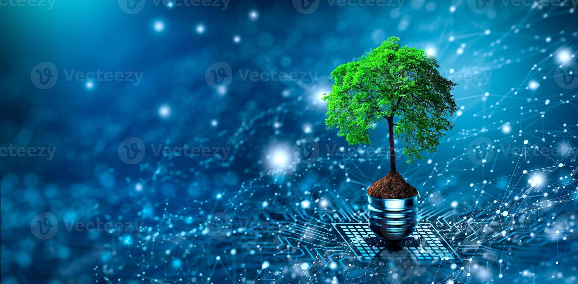 Green Computing, Green Technology, Green IT, csr, and IT ethics Concept. photo