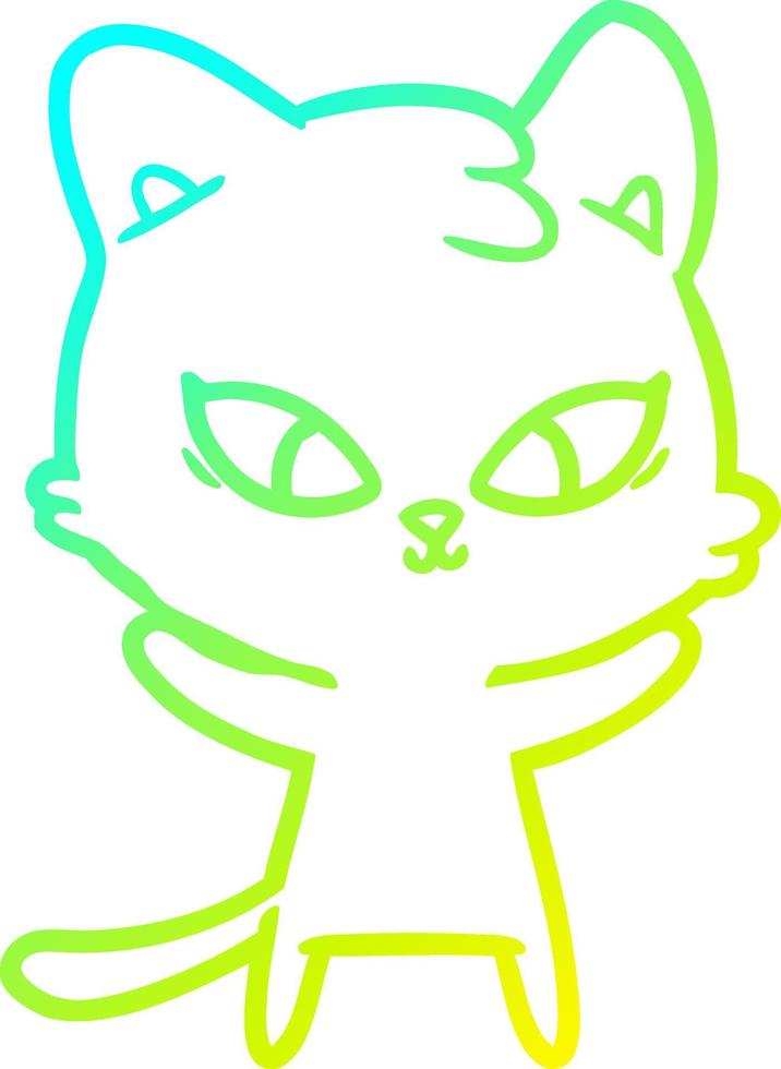 cold gradient line drawing cute cartoon cat vector