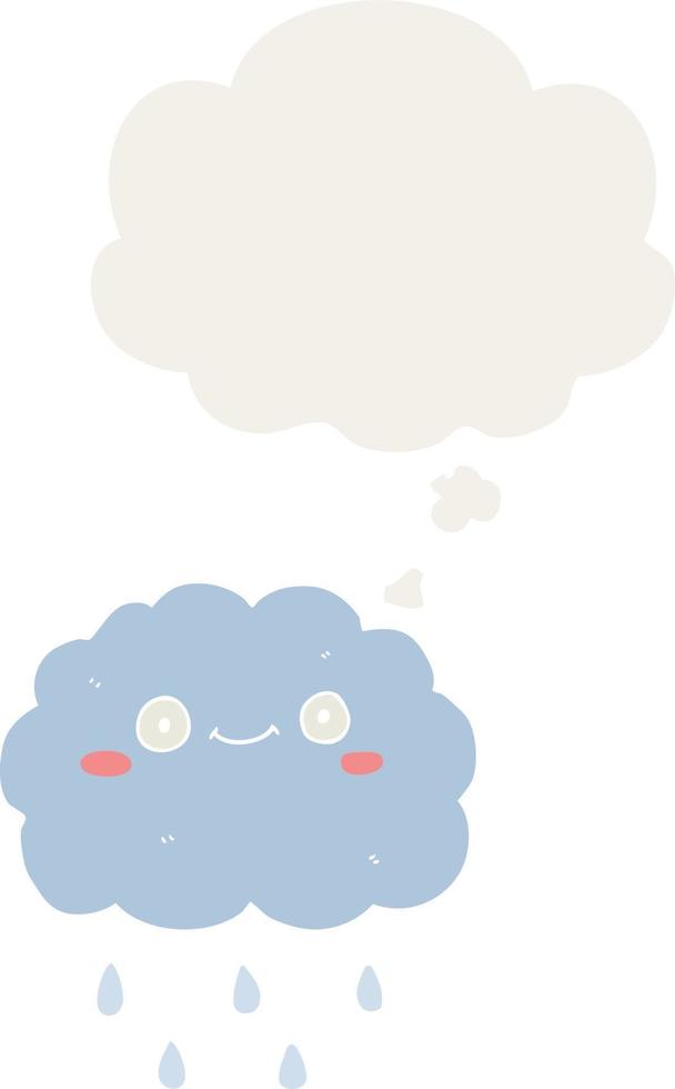 cute cartoon cloud and thought bubble in retro style vector