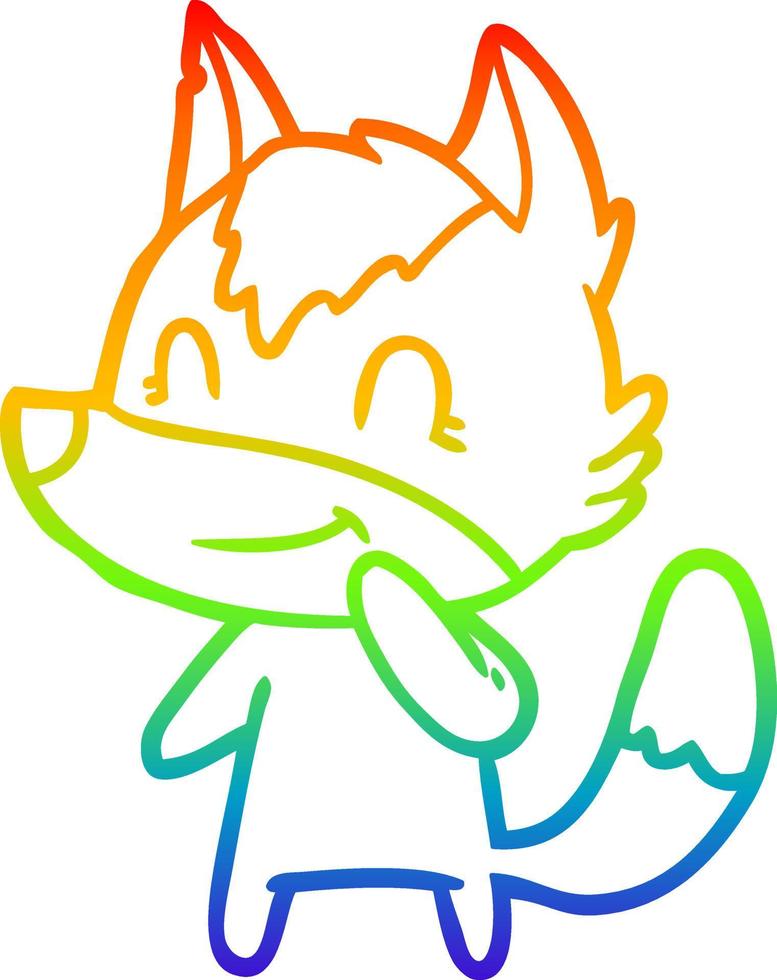 arco iris gradiente línea dibujo amistoso dibujos animados lobo vector