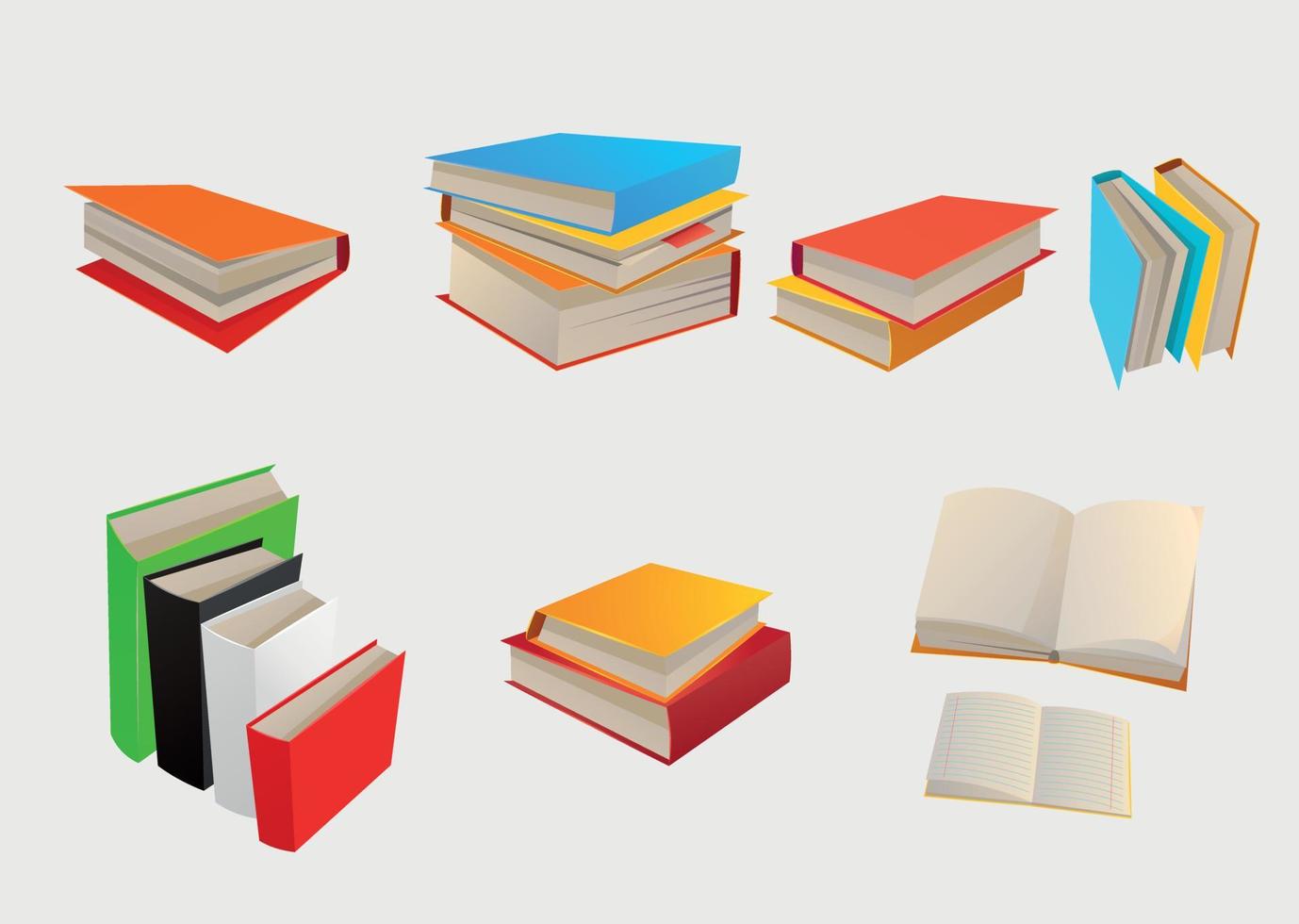 Collection of books, pile of books, notebooks. Reading, learn and receive education through books. Read more books. School educational vector illustration